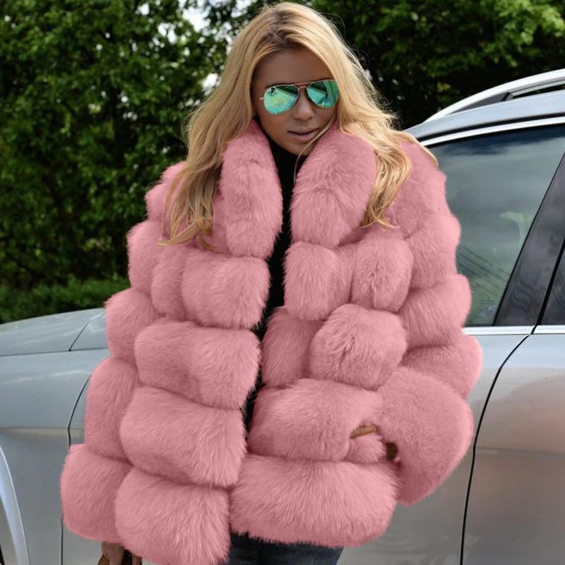 Streetwear Female Black Elegant Fluffy Thick Warm Artificial Fox Fur Jacket Outerwear Winter New Fashion Women Faux Fur Coat
Streetwear Female Black Elegant Fluffy Thick Warm Artificial Fox Fur Jacket Outerwear Winter New Fashion Women Faux Fur Coat