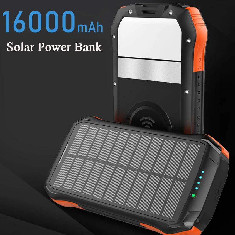 16000mAh Solar Power Bank Outdoor Waterproof Wireless Charger Power Bank For iPhone 13 12 11 Pro Huawei Xiaomi Samsung Powerbank
16000mAh Solar Power Bank Outdoor Waterproof Wireless Charger Power Bank For iPhone 13 12 11 Pro Huawei Xiaomi Samsung Powerbank