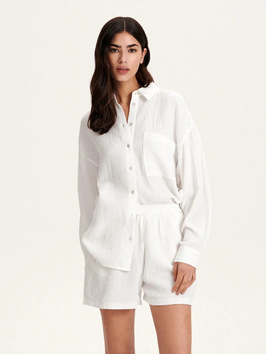 Marthaqiqi Cotton Women Sleepwear Suit Long Sleeve Nightwear Turn-Down Collar Nightgowns Shorts Loose Ladies Pajamas 2 Piece Set
Marthaqiqi Cotton Women Sleepwear Suit Long Sleeve Nightwear Turn-Down Collar Nightgowns Shorts Loose Ladies Pajamas 2 Piece Set