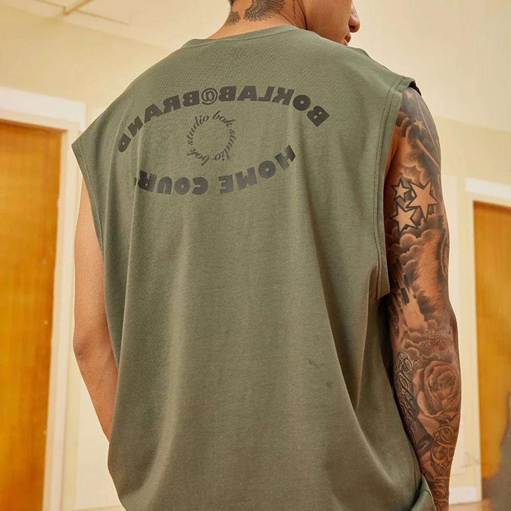 Pure Cotton Casual American Waistcoat Printed Vest Men's Fitness Training Sports Loose Basketball Round Neck Sleeveless T-shirt 
Pure Cotton Casual American Waistcoat Printed Vest Men's Fitness Training Sports Loose Basketball Round Neck Sleeveless T-shirt