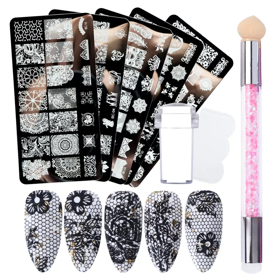 4pcs Nail Art Stamping Plate Flower Lace Patterns Image Stencil Stamper Gradient Nail Brush Nail Set Template Tools LYBC01-20-2
4pcs Nail Art Stamping Plate Flower Lace Patterns Image Stencil Stamper Gradient Nail Brush Nail Set Template Tools LYBC01-20-2