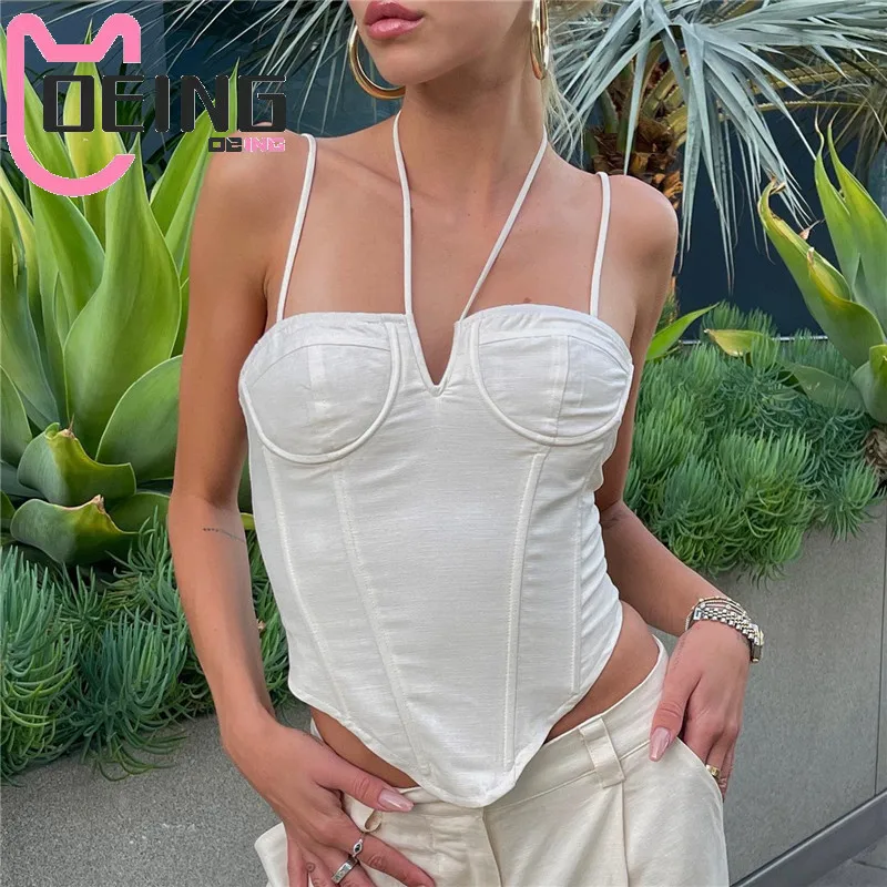 OEING Sexy Y2K Straps Sleeveless Crop Top for Women Outfits Summer 2022 Halter Backless Solid Cami Cropped Clothes Corset Top
OEING Sexy Y2K Straps Sleeveless Crop Top for Women Outfits Summer 2022 Halter Backless Solid Cami Cropped Clothes Corset Top