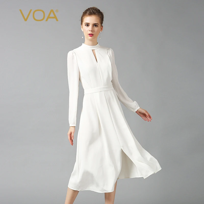 VOA White Silk Party Dress Women Chinese Style Slim Tunic Vintage Long Sleeve Office Ladies Sexy Hollow Out Spring Dresses A6325
VOA White Silk Party Dress Women Chinese Style Slim Tunic Vintage Long Sleeve Office Ladies Sexy Hollow Out Spring Dresses A6325
