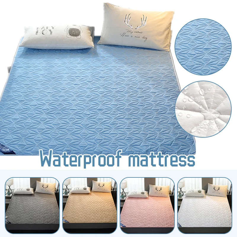 Waterproof Breathable Quilting Process Mattress Fitted Sheet Bed Cover Protector With 4 Elastic Straps 150x200/180x200/200x220cm
Waterproof Breathable Quilting Process Mattress Fitted Sheet Bed Cover Protector With 4 Elastic Straps 150x200/180x200/200x220cm