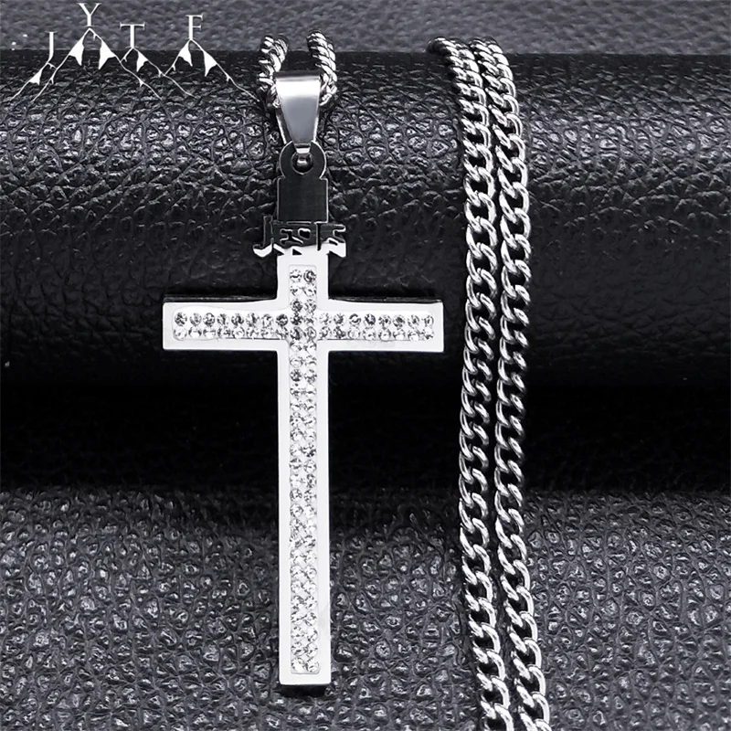 Hip Hop Jesus Crystal Cross Pendant Necklace Women Silver Color Christian Stainless Steel Necklaces Party Jewelry Gift N4856S05
Hip Hop Jesus Crystal Cross Pendant Necklace Women Silver Color Christian Stainless Steel Necklaces Party Jewelry Gift N4856S05