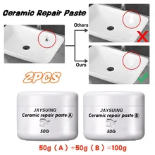 2pcs Ceramic Repair Paste 100g Quick Dry White Porcelain Crack Chip Porcelain Repair Kit Washbasin Toilet Bathtub Tile Adhesive
