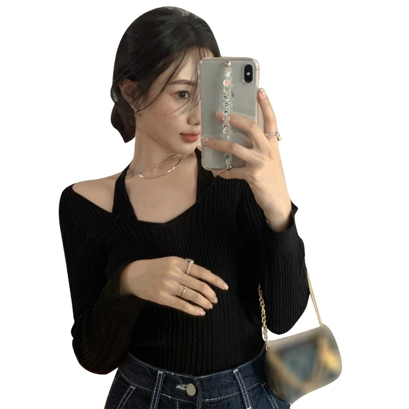 Women's off Shoulder Sweater Fashion False Two-piece Halter Sweater Long Sleeves Knitted Sweater Hollow Pullover Sweater
Women's off Shoulder Sweater Fashion False Two-piece Halter Sweater Long Sleeves Knitted Sweater Hollow Pullover Sweater