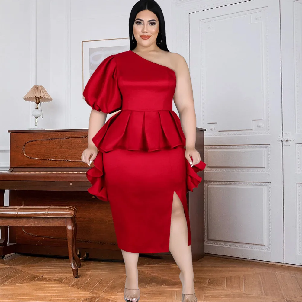 Party Dress Ruffled Puff Sleeve Sexy One-Shoulder Hem Ruffled Red Dress Elegant Evening Dresses For Women 2022 Summer
Party Dress Ruffled Puff Sleeve Sexy One-Shoulder Hem Ruffled Red Dress Elegant Evening Dresses For Women 2022 Summer