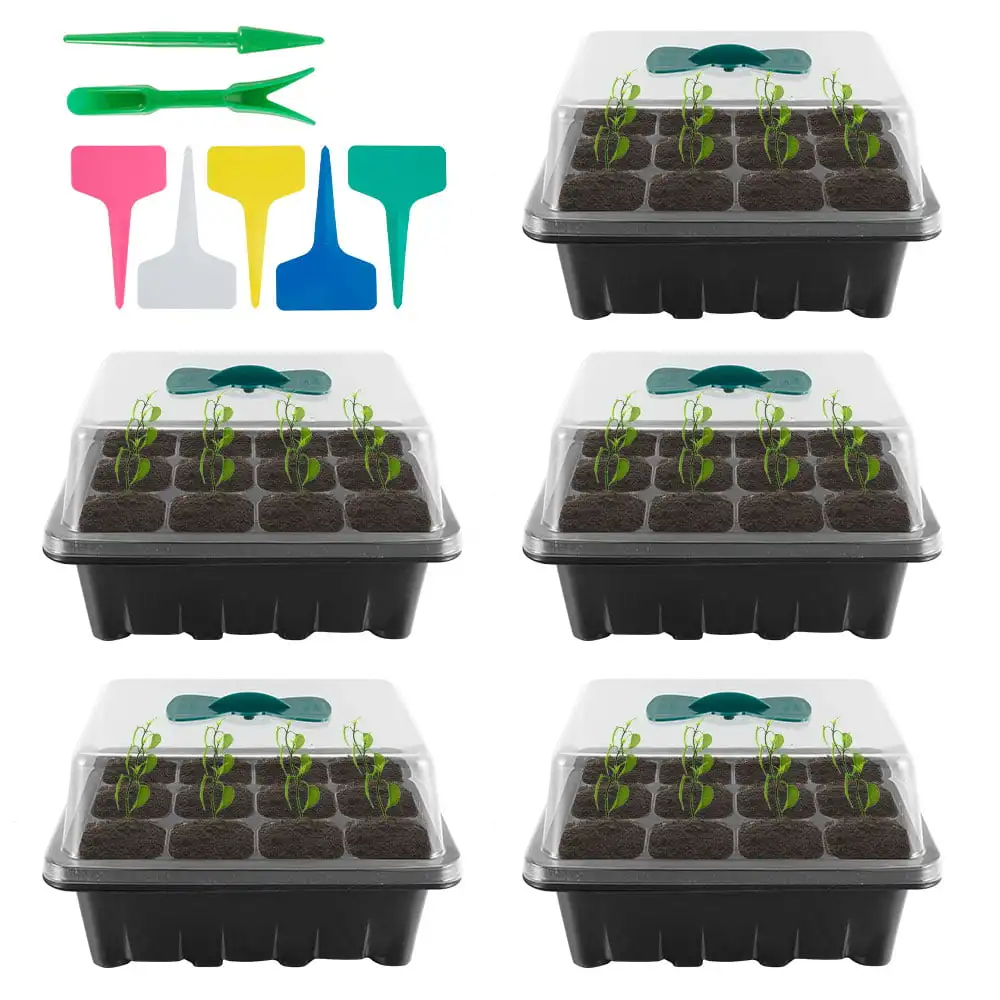 5 Pack Seed Starter Trays Garden Center with Growing Medium, Seed Trays with Lids Seed Starter Trays for Seedlings, Germination
5 Pack Seed Starter Trays Garden Center with Growing Medium, Seed Trays with Lids Seed Starter Trays for Seedlings, Germination
