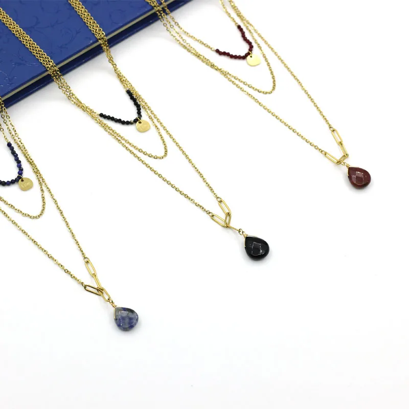 Water Drop Shape Stone Pendant Three Chains Women's Necklace Fashion Stainless Steel 14K Gold Trend Jewelry Gift For Women
Water Drop Shape Stone Pendant Three Chains Women's Necklace Fashion Stainless Steel 14K Gold Trend Jewelry Gift For Women