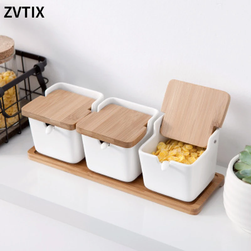 Wooden Lid In Various Sizes Style Wooden Tray With Spoon Ceramic Seasoning Jar Set Kitchen Supplies Sugar And Storage Containers
Wooden Lid In Various Sizes Style Wooden Tray With Spoon Ceramic Seasoning Jar Set Kitchen Supplies Sugar And Storage Containers