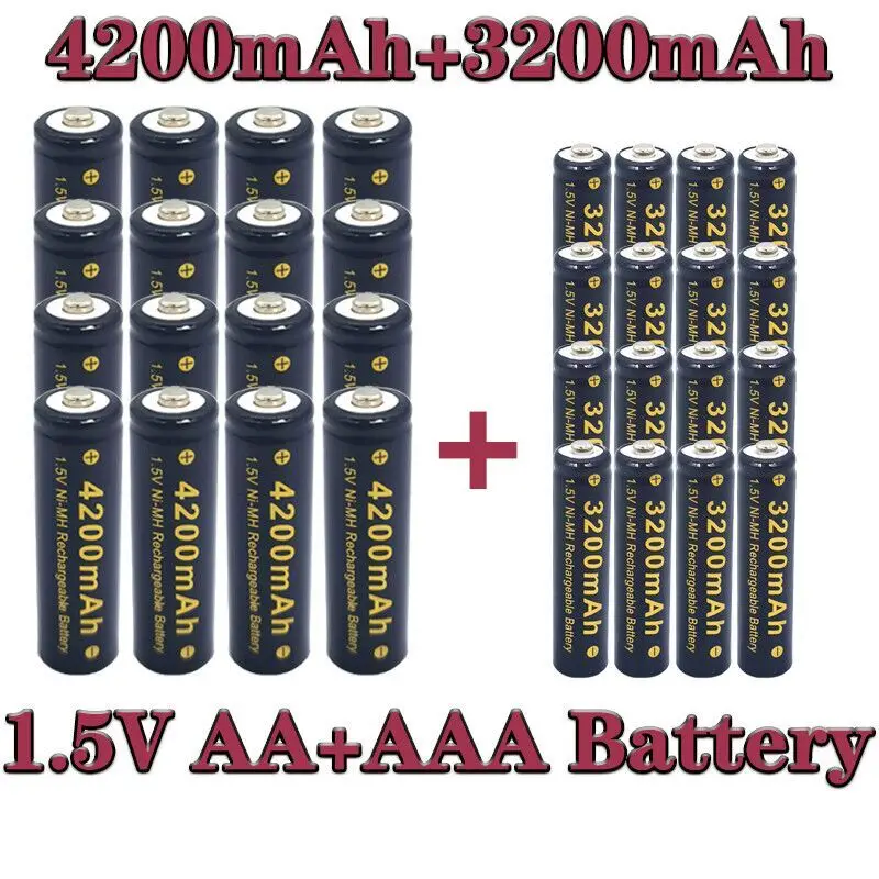 

4-40 UDS 1.5V AAA + one Ni MH rechargeable battery 42000-3200ma flashlight watch toy MP3 player replacement