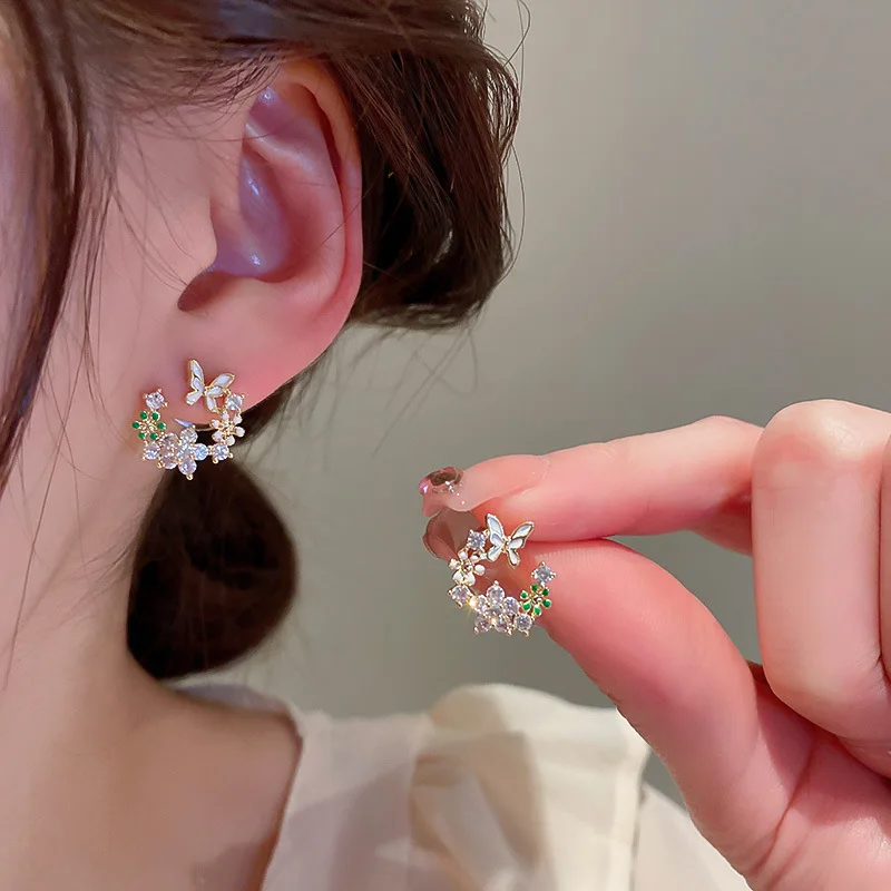 Silver Needle Zircon Plated Real Gold Flower Butterfly Leaf Earrings Korean Small Fresh Ins Earrings Sweet Earrings Female
Silver Needle Zircon Plated Real Gold Flower Butterfly Leaf Earrings Korean Small Fresh Ins Earrings Sweet Earrings Female