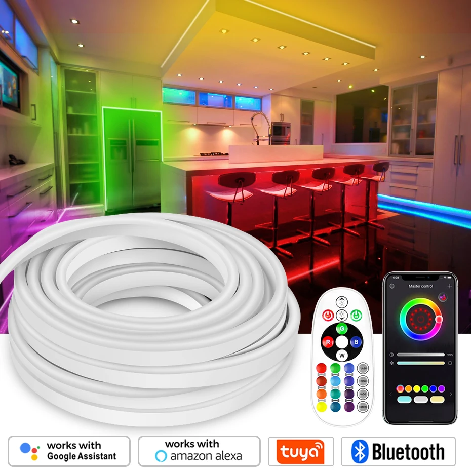 Tuya LED Neon Strip Light SMD 5050 220V Waterproof IP67 RGB Neon Tape Dimmable Voice Control Flexible Ribbon For Home Decoration
Tuya LED Neon Strip Light SMD 5050 220V Waterproof IP67 RGB Neon Tape Dimmable Voice Control Flexible Ribbon For Home Decoration