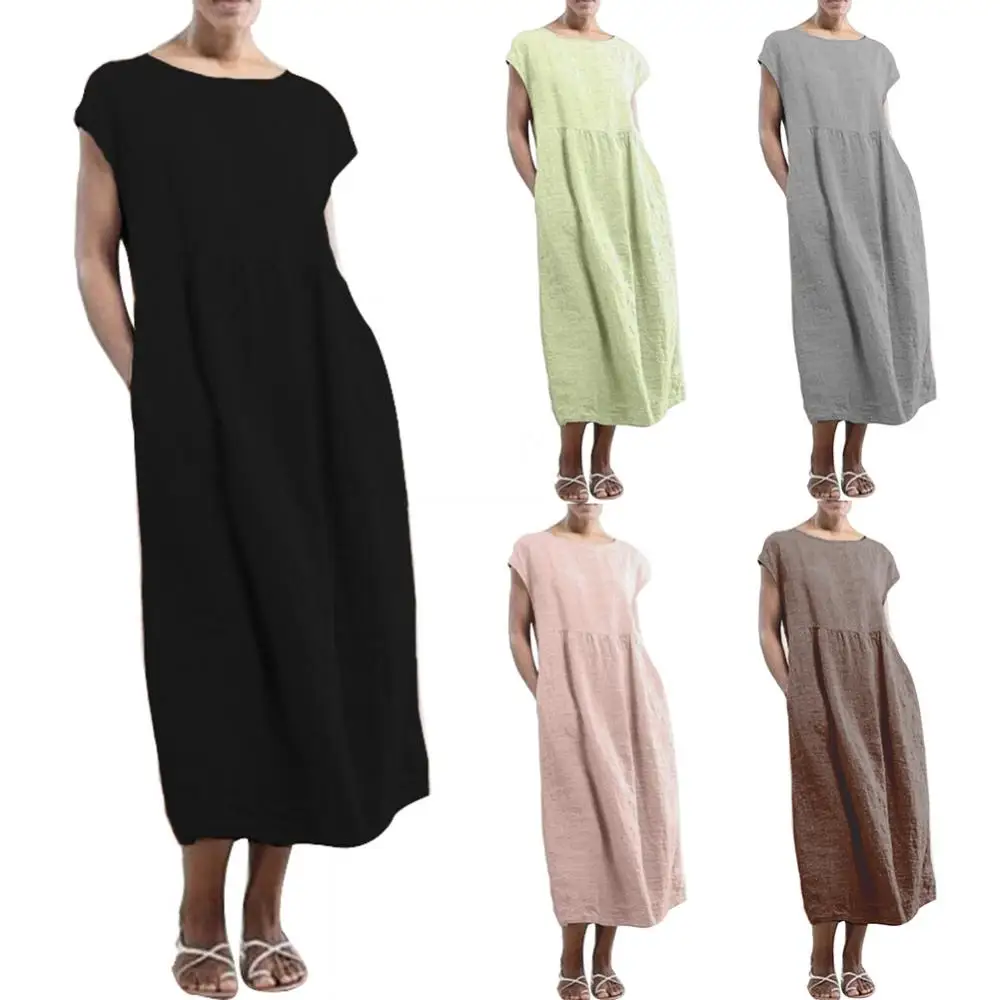 Casual Women Summer Solid Color Short Sleeve Baggy Beach Shift Kaftan Midi Dress 2020 new
Casual Women Summer Solid Color Short Sleeve Baggy Beach Shift Kaftan Midi Dress 2020 new