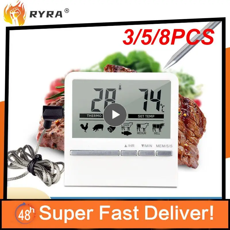 3/5/8PCS Digital BBQ Cooking Oven Thermometer Meat Kitchen Food Temperature Meter For Grill Timer Function With Stainless Steel
3/5/8PCS Digital BBQ Cooking Oven Thermometer Meat Kitchen Food Temperature Meter For Grill Timer Function With Stainless Steel