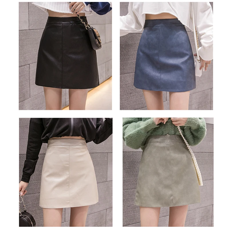 Female 4 Colors Sexy PU Leather Skirt Autumn Winter New Korean Fashion Mini Skirt Women A-line Harajuku Chic High Waist Skirts
Female 4 Colors Sexy PU Leather Skirt Autumn Winter New Korean Fashion Mini Skirt Women A-line Harajuku Chic High Waist Skirts