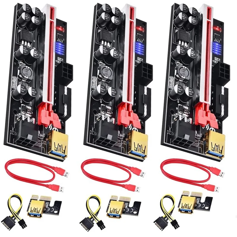 1X to 16X PCIe Adapter for GPU Mining Rig 4 Solid Capacitors Powered Pcie Extender with USB Cable PCIe Riser 3-Pack
1X to 16X PCIe Adapter for GPU Mining Rig 4 Solid Capacitors Powered Pcie Extender with USB Cable PCIe Riser 3-Pack