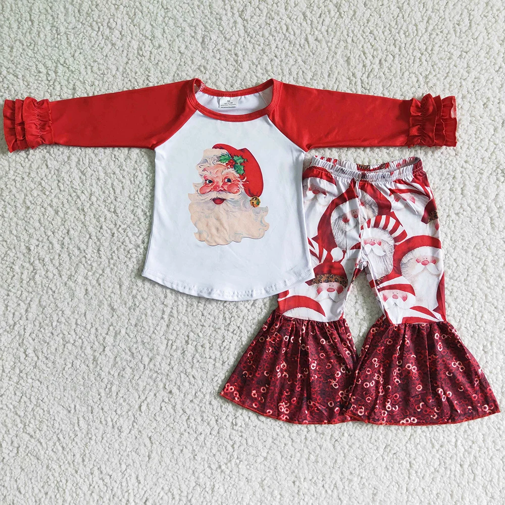 Hot Sale Baby Girl Clothes Set Christmas Santa Claus Print Cute Kids Clothes Girls Sequins Bell Bottom Pants Boutique Outfits 
Hot Sale Baby Girl Clothes Set Christmas Santa Claus Print Cute Kids Clothes Girls Sequins Bell Bottom Pants Boutique Outfits