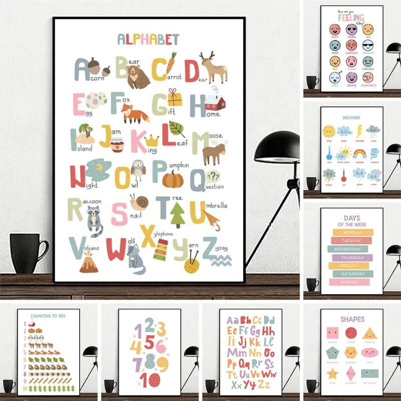 Cartoon Emotions Number ABC Alphabet Educational Poster Homeschool Wall Art Canvas Painting for Nursery Kids Room Decor Pictuer
Cartoon Emotions Number ABC Alphabet Educational Poster Homeschool Wall Art Canvas Painting for Nursery Kids Room Decor Pictuer