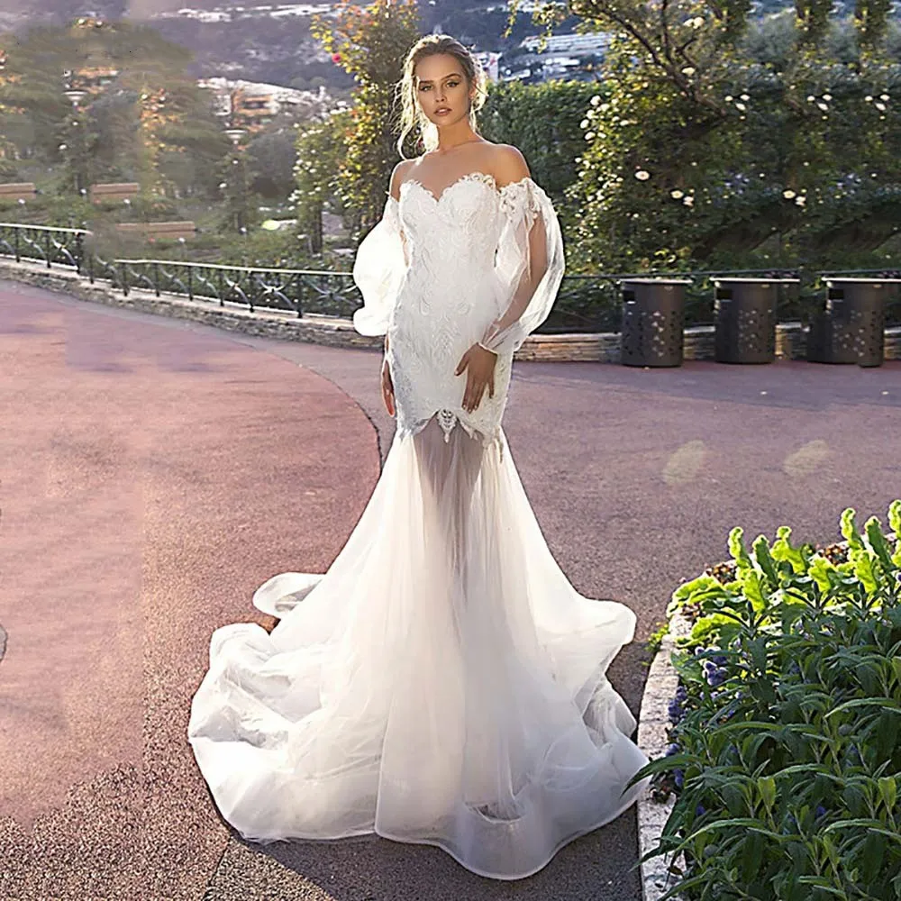 Sexy Sheer Neck Mermaid Wedding Dresses Removable Sleeves White Lace Appliques Bridal Gowns See Through Skirt Vestido De Noiva
Sexy Sheer Neck Mermaid Wedding Dresses Removable Sleeves White Lace Appliques Bridal Gowns See Through Skirt Vestido De Noiva
