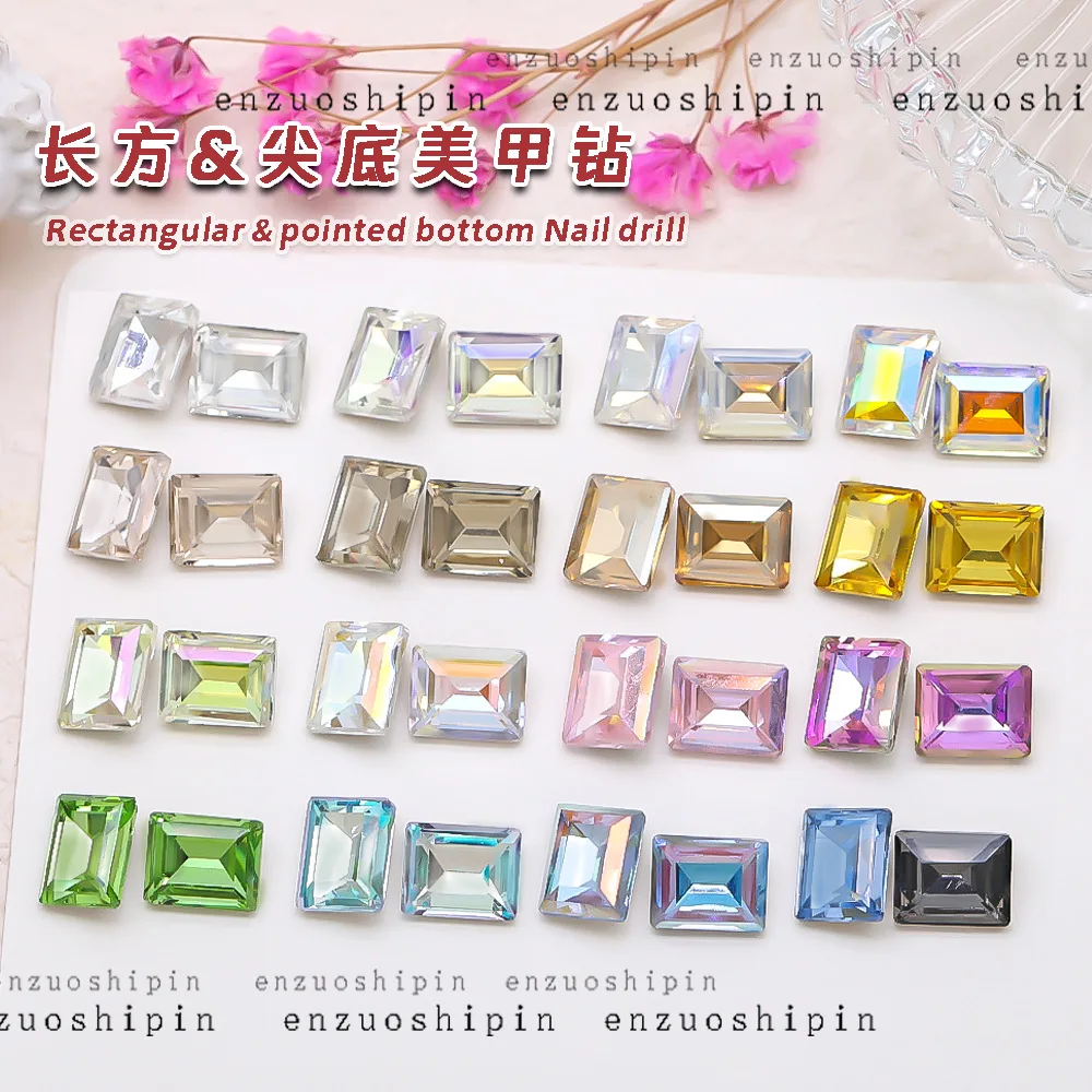 

Прозрачные ювелирные изделия для наращивания ногтей, прямоугольные алмазные аксессуары под прямым углом, стеклянные украшения для ногтей, 8 х10 мм, 50 шт.