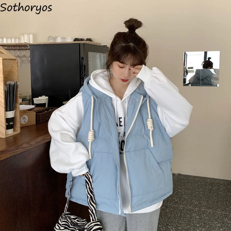 Short Style Parkas Women with Hat Solid Warm Korean-Style Loose Outwear Simple All-match Winter Casual Popular Sleeveless Trendy
Short Style Parkas Women with Hat Solid Warm Korean-Style Loose Outwear Simple All-match Winter Casual Popular Sleeveless Trendy