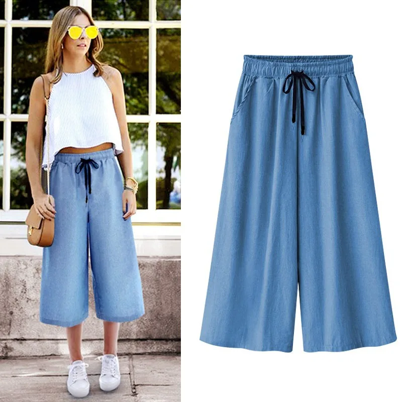 2022 Summer Plus-size women's rope ultra Thin Fabric elastic waist casual denim cropped pants
2022 Summer Plus-size women's rope ultra Thin Fabric elastic waist casual denim cropped pants