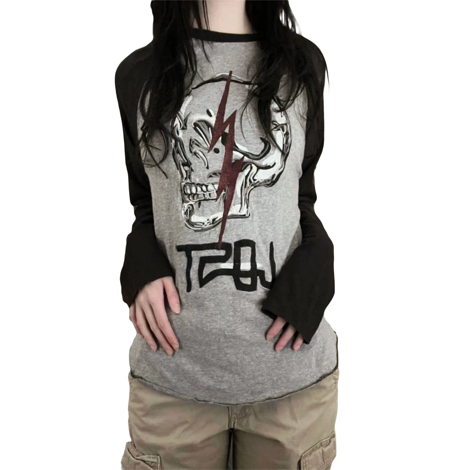 2023 Vintage Gothic Women T-shirt Long Sleeve Crew Neck Skull Print Ladies Fall Tops for Casual Daily Streetwear
2023 Vintage Gothic Women T-shirt Long Sleeve Crew Neck Skull Print Ladies Fall Tops for Casual Daily Streetwear