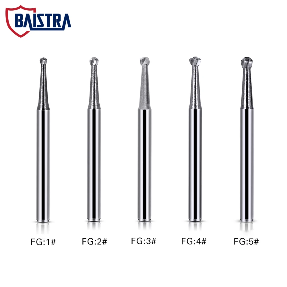 

10Pcs/Box Dental Tungsten Carbide Burs Round type Ball Bur High Rotation Dentistry Drills for High-speed Handpiece FG Baistra