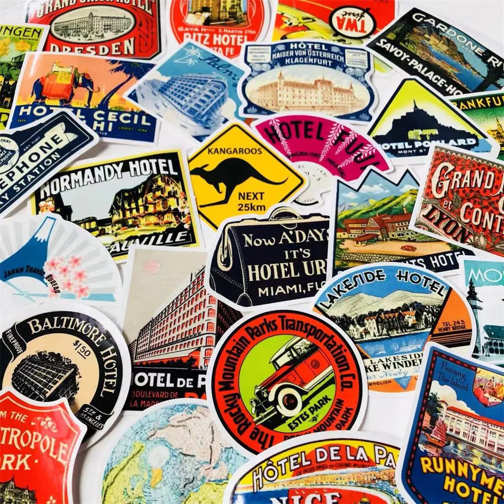 50PCS Retro Creative Hotel European and American Stickers Suitcase Luggage Waterproof Nostalgic Stickers Wholesale
50PCS Retro Creative Hotel European and American Stickers Suitcase Luggage Waterproof Nostalgic Stickers Wholesale