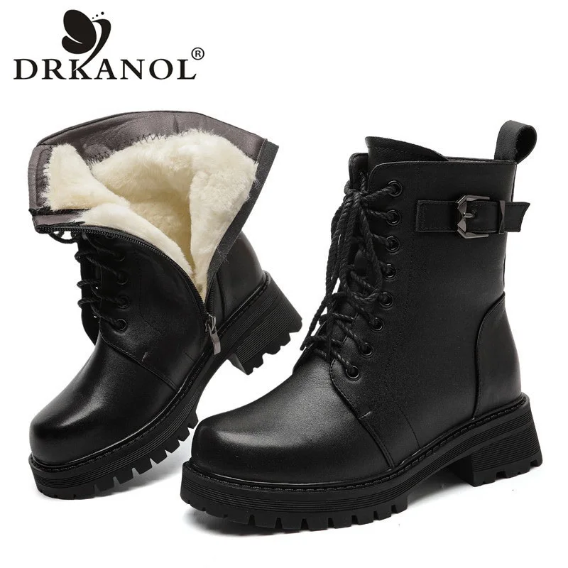 DRKANOL Big Size 41 42 43 Women Platform Boots Winter Warm Fur Shoes Lady Street Style Genuine Leather Natural Wool Ankle Boots
DRKANOL Big Size 41 42 43 Women Platform Boots Winter Warm Fur Shoes Lady Street Style Genuine Leather Natural Wool Ankle Boots