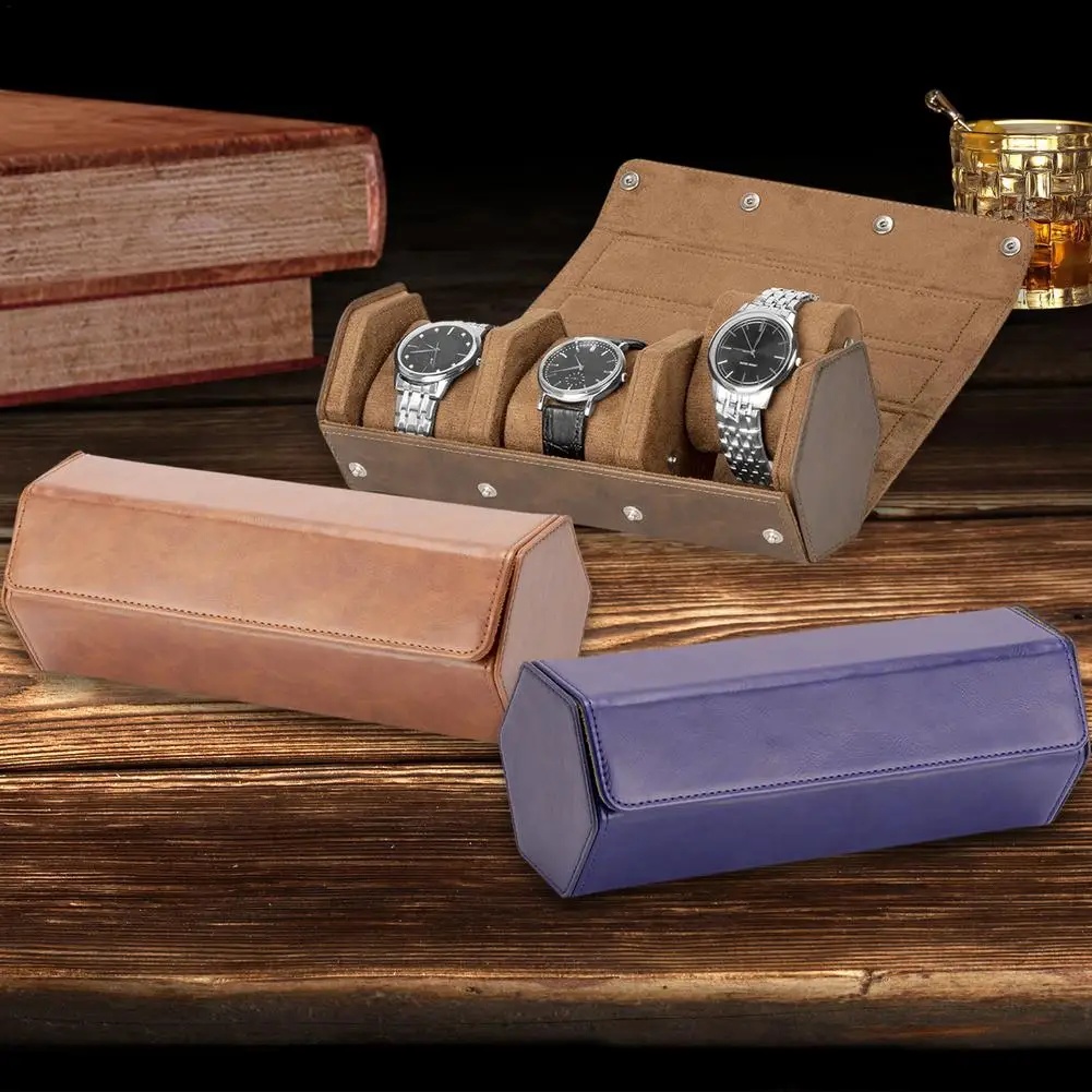 Leather Travel Watch Case Roll Organizer Classic Leather 3-Watches Roll Case for Watches Display Case With Velvet Cushion
Leather Travel Watch Case Roll Organizer Classic Leather 3-Watches Roll Case for Watches Display Case With Velvet Cushion