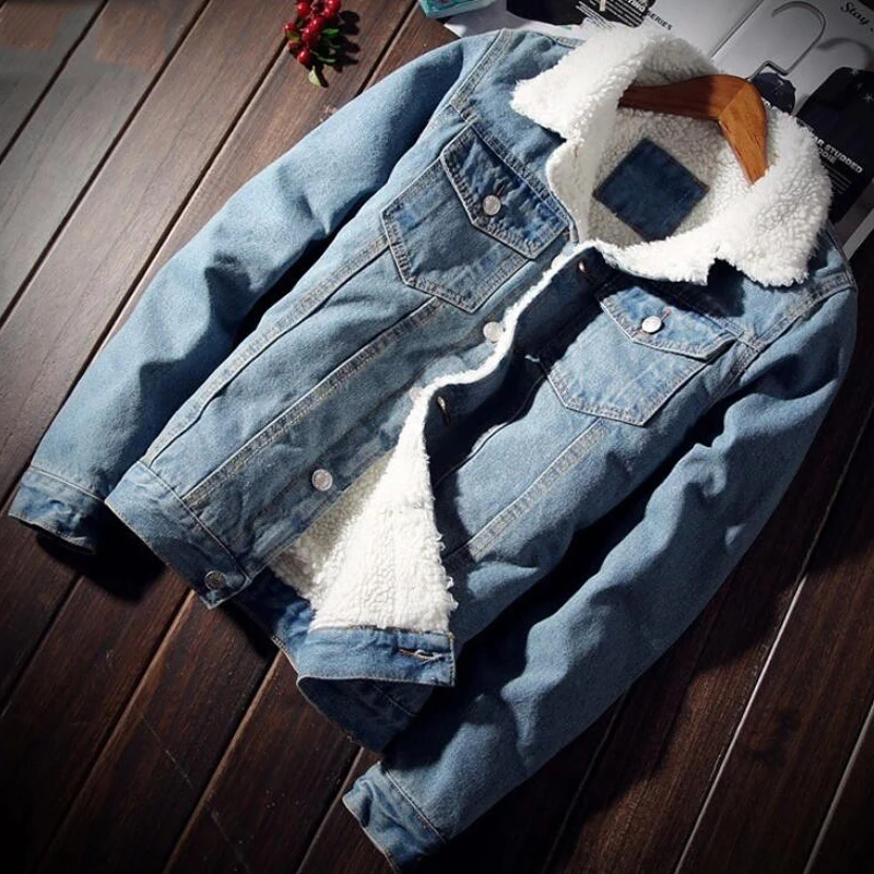 

Мужская джинсовая куртка, модная зимняя теплая флисовая куртка, Мужская верхняя одежда, модные джинсовые куртки, мужская Ковбойская повседневная одежда, большие размеры 4XL