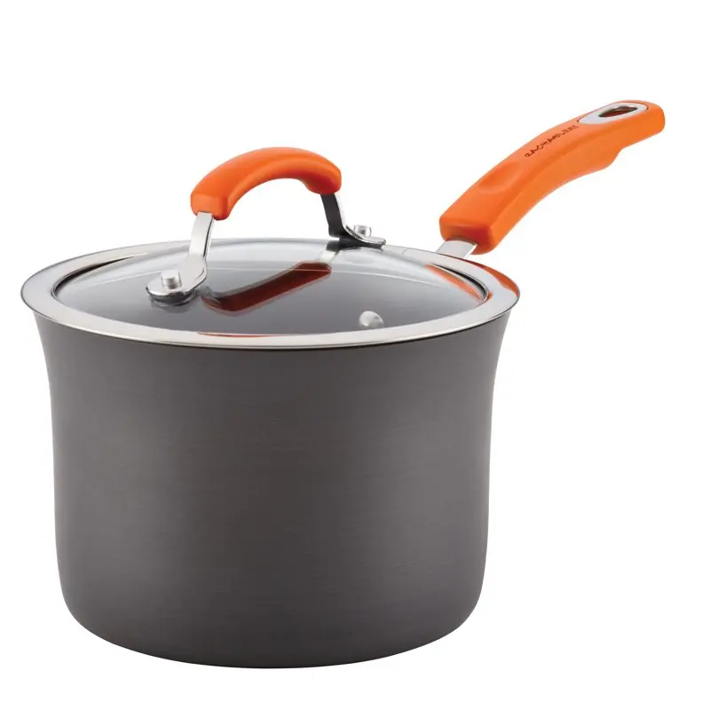 Fast Shipping Hard-Anodized Aluminum Nonstick 3-Quart Covered Saucepan, Gray with Orange Handle
Fast Shipping Hard-Anodized Aluminum Nonstick 3-Quart Covered Saucepan, Gray with Orange Handle