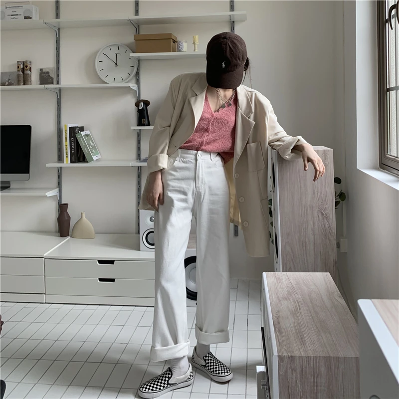 GDZS White Casual Jeans Women Harajuku Vintage Korean Chic Straight Denim Pants Streetwear All-match Loose Fashion Trousers
GDZS White Casual Jeans Women Harajuku Vintage Korean Chic Straight Denim Pants Streetwear All-match Loose Fashion Trousers