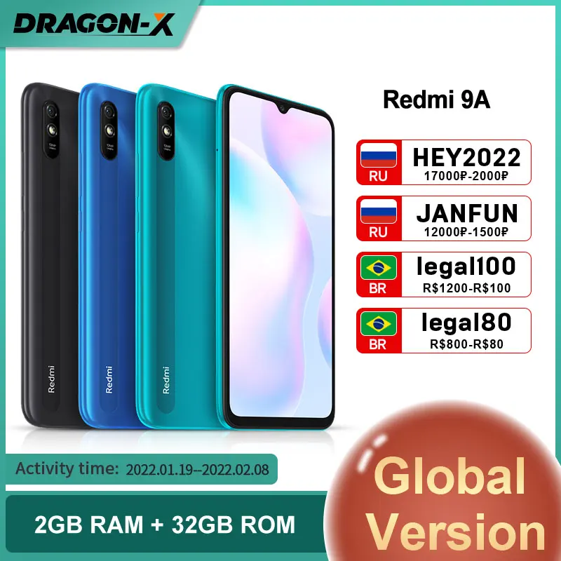Глобальная версия смартфона Xiaomi Redmi 9A мобильный телефон 2 ГБ 32 MTK Helio G25
