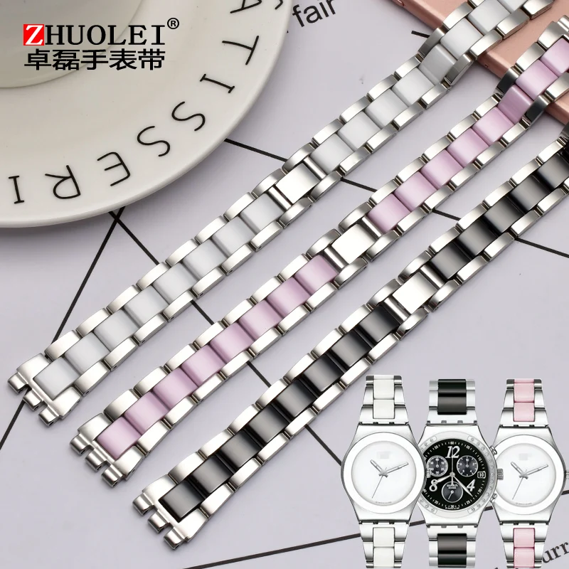 Watch Accessories New High quality stainless steel+ ceramic watch strap Replacement Watchbands for swatch 17mm width watch band
Watch Accessories New High quality stainless steel+ ceramic watch strap Replacement Watchbands for swatch 17mm width watch band