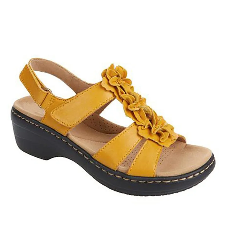 

Summer Sandals Women 2023 New Flower Wedge Platform Orthopedics Shoes Retro Rome Casual Comfortable Peep Toe Sandalias