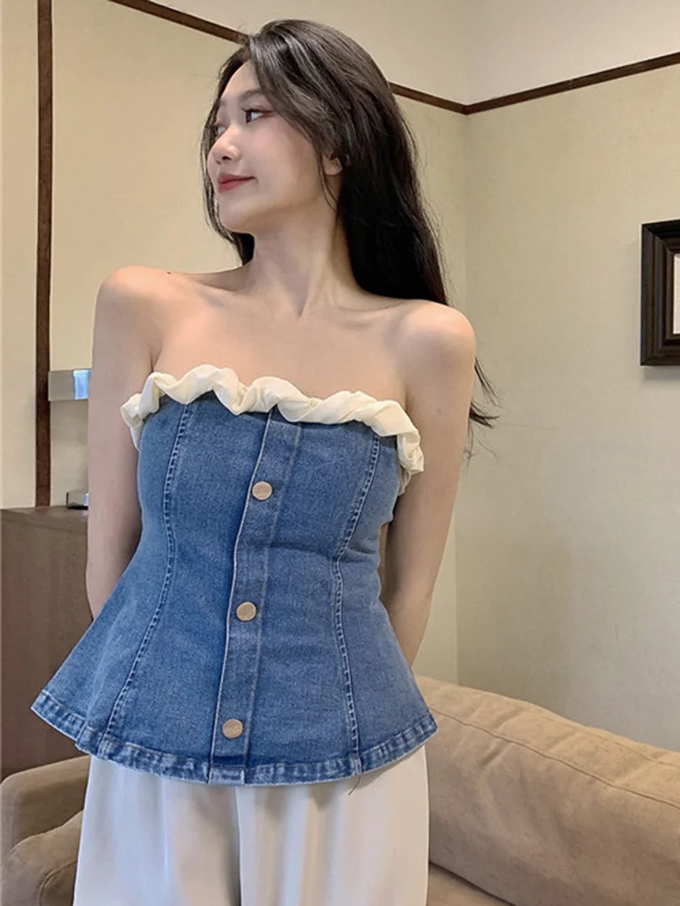 Colorblock Vest For Women Sleeveless Patchwork Gathered Waist Full Length Bandeau Top Female 2022 Summer Clothing Style N810
Colorblock Vest For Women Sleeveless Patchwork Gathered Waist Full Length Bandeau Top Female 2022 Summer Clothing Style N810