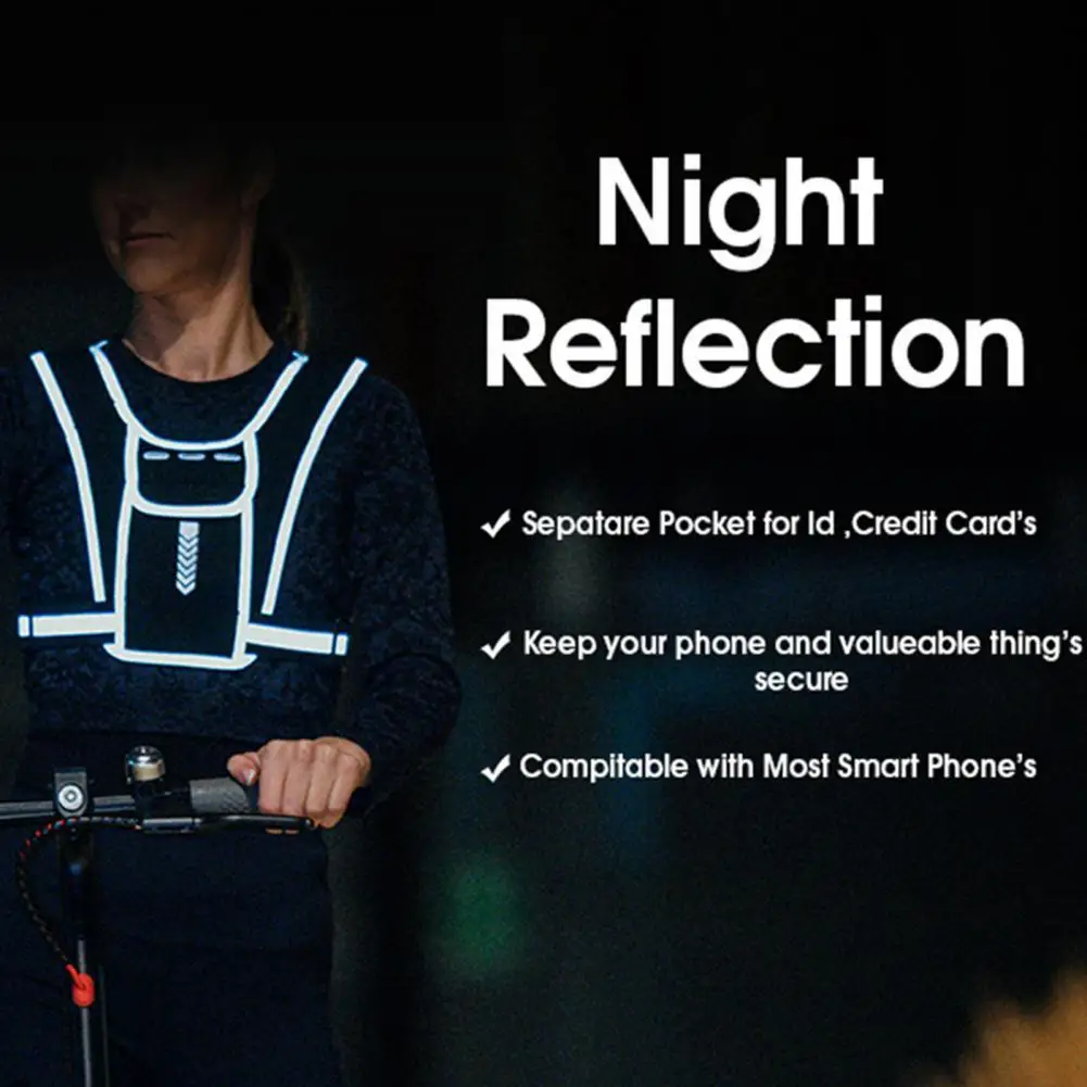 Sports Reflective Vest Multiple Pockets Wear Resistant SBR Reflective Phone Chest Bag Night Running Safety Gear for Hiking
Sports Reflective Vest Multiple Pockets Wear Resistant SBR Reflective Phone Chest Bag Night Running Safety Gear for Hiking