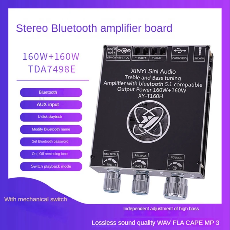 XY-T160H Bluetooth 5,0 панель усилителя сабвуфера, 2,0 каналов, высокая мощность, аудио стерео TDA7498E, Плата усилителя 160 Вт + 160 Вт
XY-T160H Bluetooth 5,0 панель усилителя сабвуфера, 2,0 каналов, высокая мощность, аудио стерео TDA7498E, Плата усилителя 160 Вт + 160 Вт