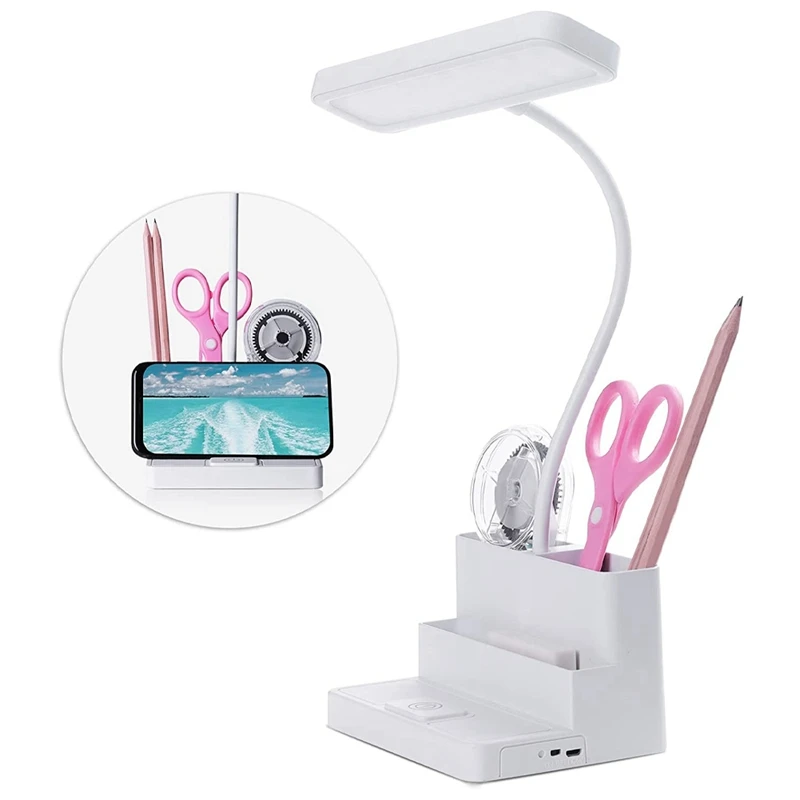 LED Desk Lamp With Pen/Phone Holder Function, Desk Light With Flexible Gooseneck, 3 Color Modes, Stepless Dimming
LED Desk Lamp With Pen/Phone Holder Function, Desk Light With Flexible Gooseneck, 3 Color Modes, Stepless Dimming