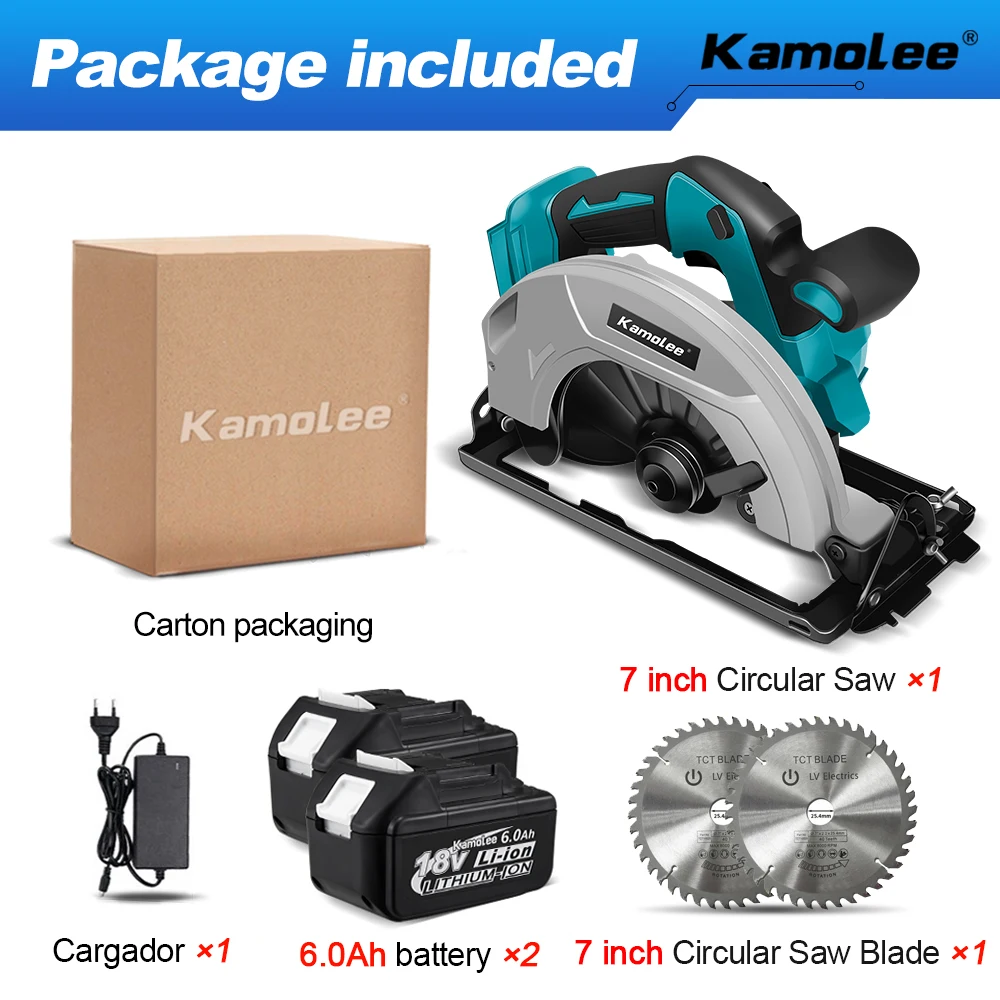 Kamolee 7-дюймовая аккумуляторная циркулярная пила
Kamolee 7-дюймовая аккумуляторная циркулярная пила