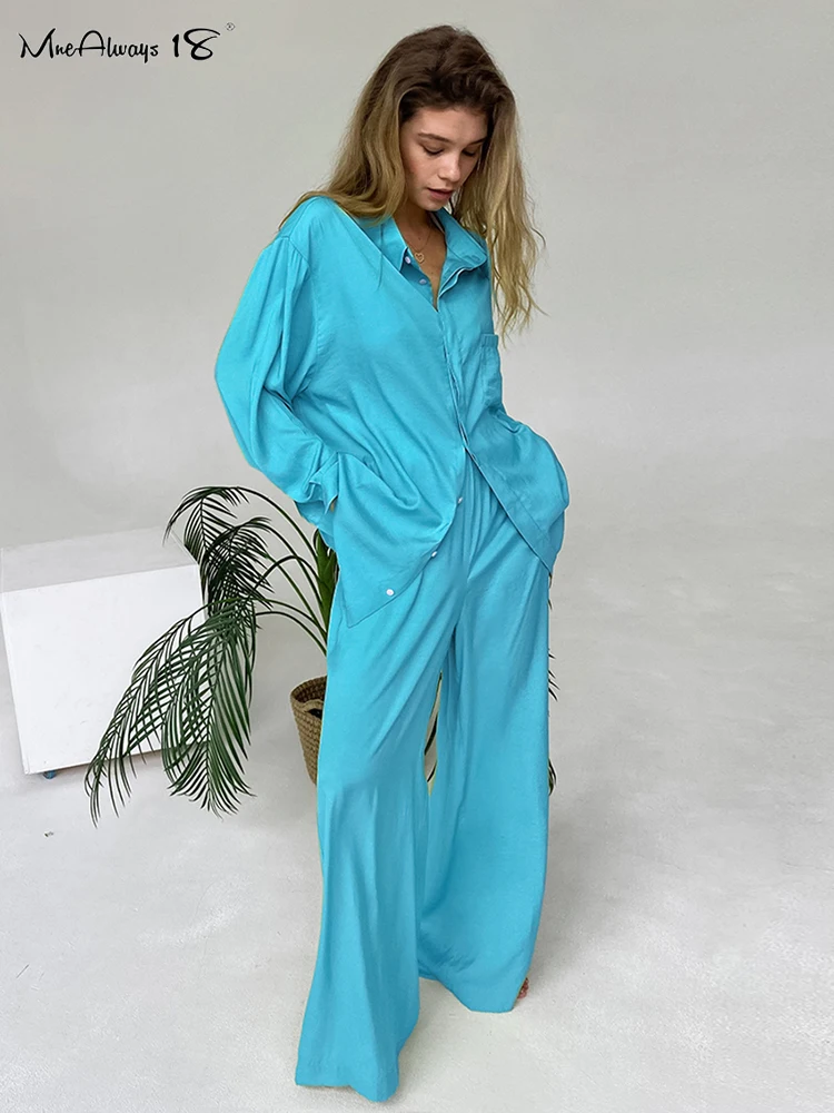 Mnealways18 Casual Pants Sets Autumn Comfort Soft 2 Pieces Lapel Shirts Loose Office Outfit Elastic Waist Baggy Pants Suit Women
Mnealways18 Casual Pants Sets Autumn Comfort Soft 2 Pieces Lapel Shirts Loose Office Outfit Elastic Waist Baggy Pants Suit Women