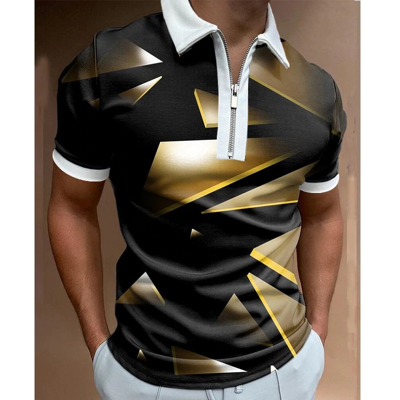 Fashion Men's Clothing Polo Shirts Casual Turn-Down Collar Zipper Designer Triangle Print Short Sleeve Tee Shirt Men Polos Tops
Fashion Men's Clothing Polo Shirts Casual Turn-Down Collar Zipper Designer Triangle Print Short Sleeve Tee Shirt Men Polos Tops