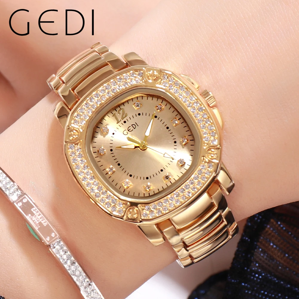 GEDI Luxury Golden Ladies Watches Top Brand Luxury Waterproof Stainless Steel Watch for Women Elegant Iced Out Female Clock Gift
GEDI Luxury Golden Ladies Watches Top Brand Luxury Waterproof Stainless Steel Watch for Women Elegant Iced Out Female Clock Gift