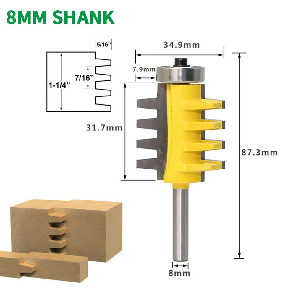 1PC 8MM Shank Milling Cutter Wood Carving Rail Reversible Finger Joint Glue Router Bit Cone Tenon Woodwork Cutter Power Tools 
1PC 8MM Shank Milling Cutter Wood Carving Rail Reversible Finger Joint Glue Router Bit Cone Tenon Woodwork Cutter Power Tools