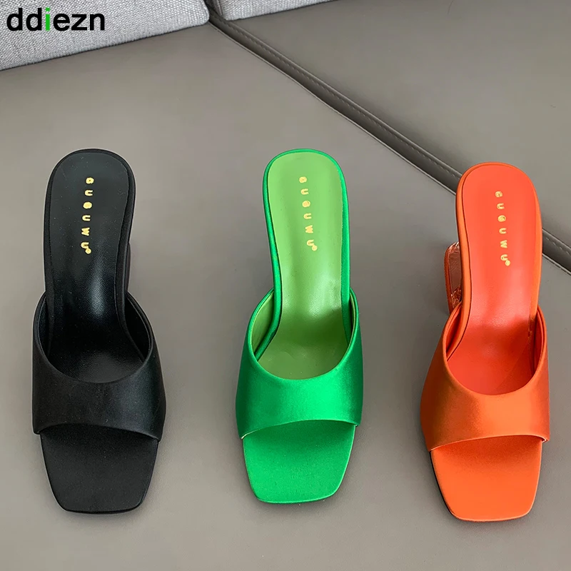 Slippers Ladies Modern Slides Peep Toe Woman Pumps Silk High Heels 2022 Fashion Square Toe Female Shoes For Women Sandals
Slippers Ladies Modern Slides Peep Toe Woman Pumps Silk High Heels 2022 Fashion Square Toe Female Shoes For Women Sandals