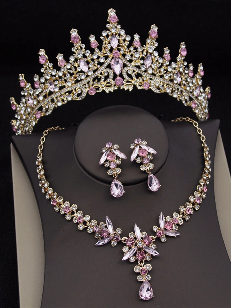 Royal Queen Bridal Jewelry Sets for Women Luxury Tiaras Crown Sets Necklace Earrings Wedding Dress Bride Jewelry Set Accessory Royal Queen Bridal Jewelry Sets for Women Luxury Tiaras Crown Sets Necklace Earrings Wedding Dress Bride Jewelry Set Accessory